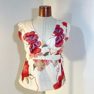 Gap Butterfly & Floral Print Wrap Top